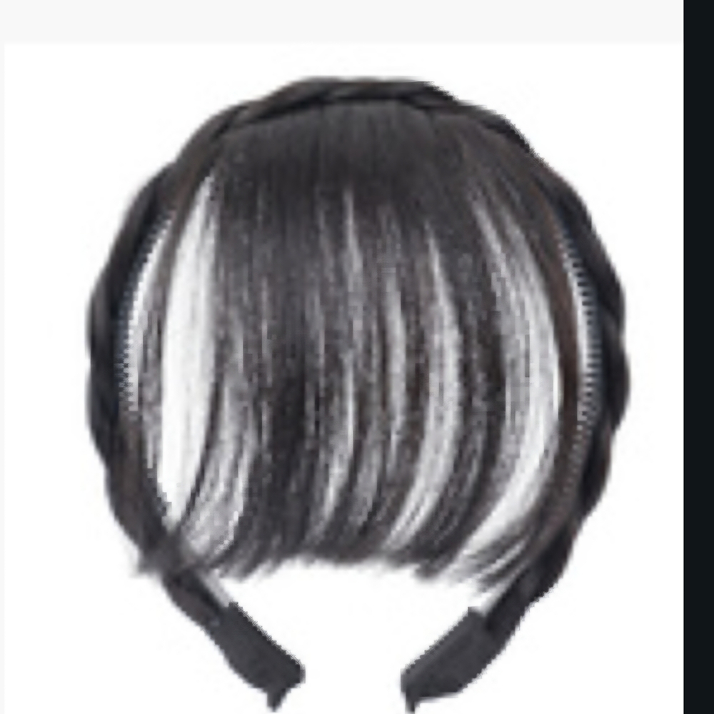 Elegant Black Braided Headband with Long Bangs